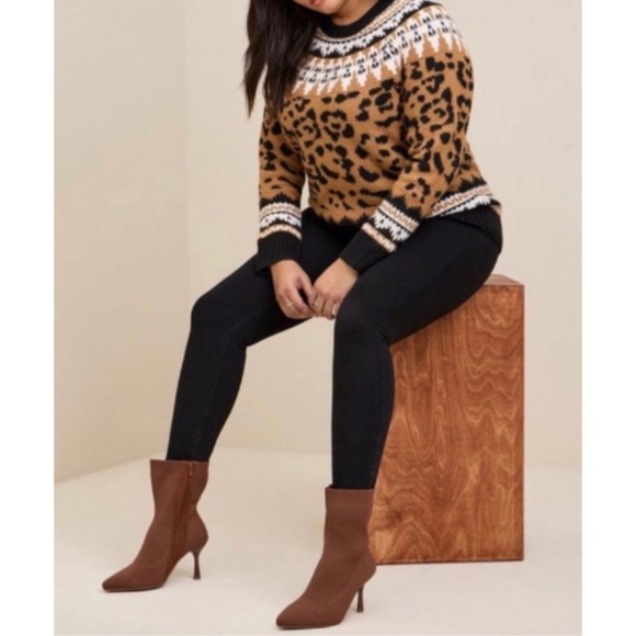 🆕🐆 Leopard Animal Print Vegan Cashmere Sweater 3 3X 22 24 NWT Torrid New Brown - Picture 2 of 5